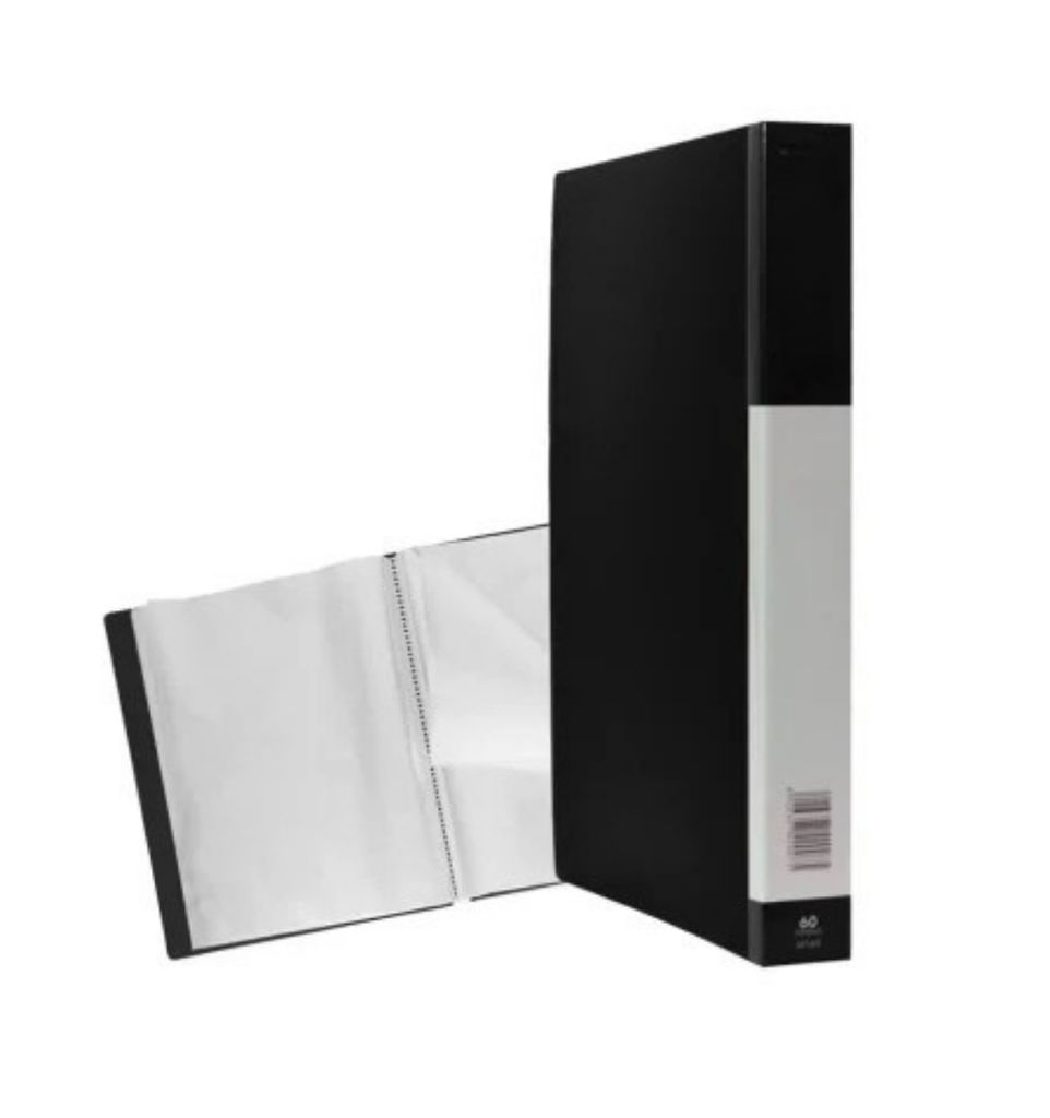 Tarifario A4 Plus Office –  negro, tapa dura polipropileno 60 fundas