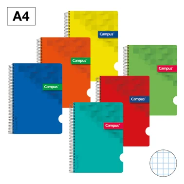 Bloc A4 Campus – 80 H, 90 g, espiral, tapa plástico