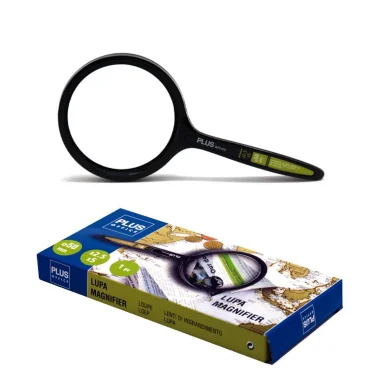 Lupa de mano Plus Office – Ø 50 mm, x2,5/x5, negra