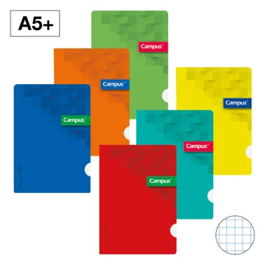 Libreta A5+ Campus – 48 H, 90 g, cuadrícula 4 mm, tapa PP