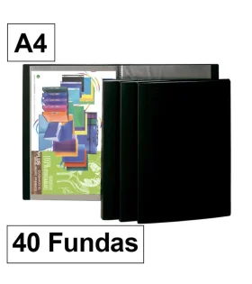 Tarifario A4 Plus Office –  negro, tapa dura polipropileno, 40 fundas