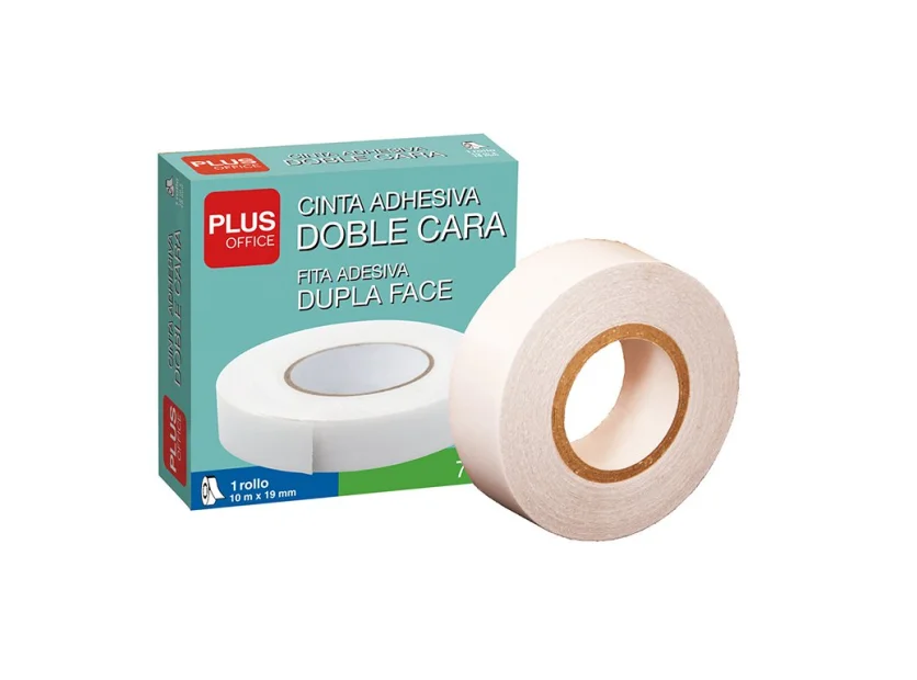 Cinta adhesiva doble cara Plus Office - 19 mm x 10 m