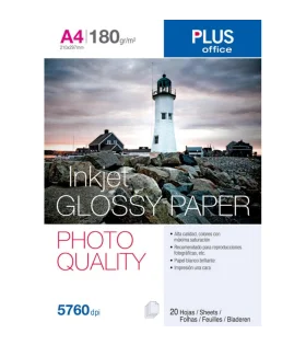 Papel fotográfico A4 Plus office – 180 g, 20 H, inkjet, 5760 dpi, glossy
