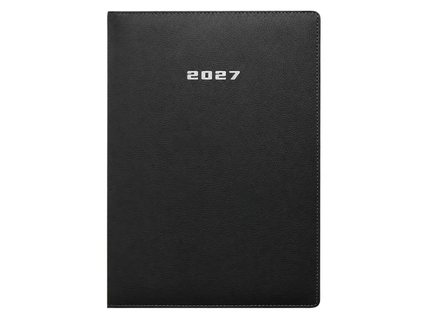 Agenda anual 2027 A4 Campus St. Tropez - día página, tapa PVC tacto cuero, negro