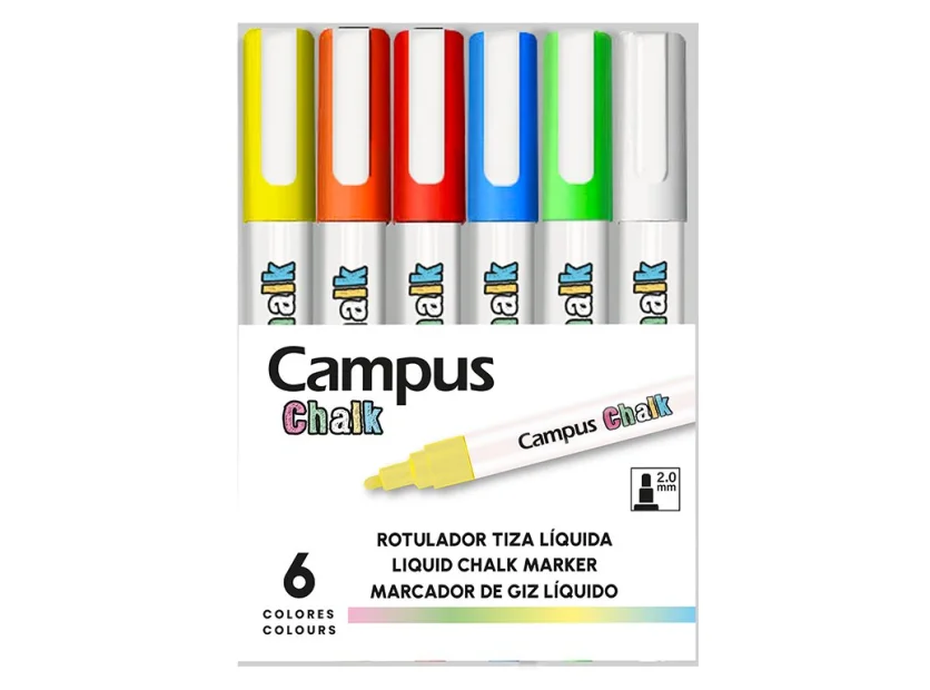 Rotuladores Tiza Líquida Campus Chalk Estuche 6 Colores