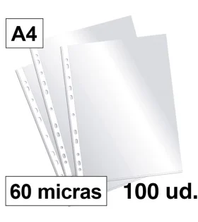 Fundas multitaladro piel de naranja Office Everyday - 60 micras, polipropileno, A4 y folio, paquete 100 uds