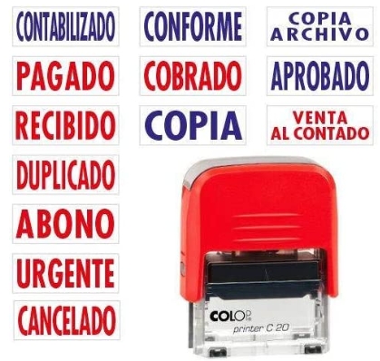 Sello automático Colop Printer 20 – “urgente”, “pagado”, “copia”, “contabilizado”, "recepcionado" y "comprobado"