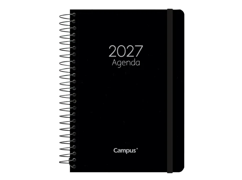Agenda anual 2027 A5 Campus - día página, tapa de polipropileno, negro