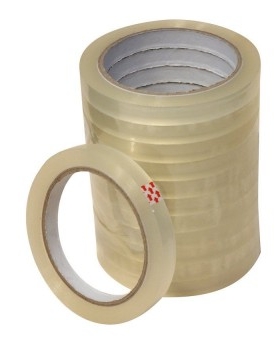 Cinta adhesiva transparente PP acrílico – 12 mm × 66 m, torre 12 rollos