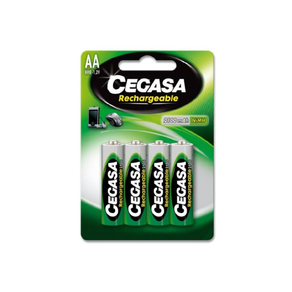 Pilas AA HR06 recargables Cegasa – 2100 mAh, pack 4 uds