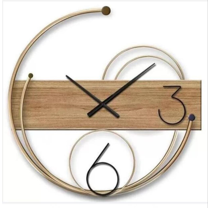 Reloj de pared ZD‑210102 – dorado, madera