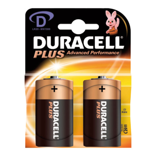 Pilas tipo D LR20 Duracell Plus Power – pack 2 uds