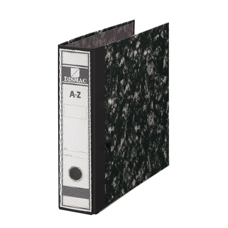 Archivador A-Z jaspeado Dismac – 75 mm, 2 anillas, negro*
