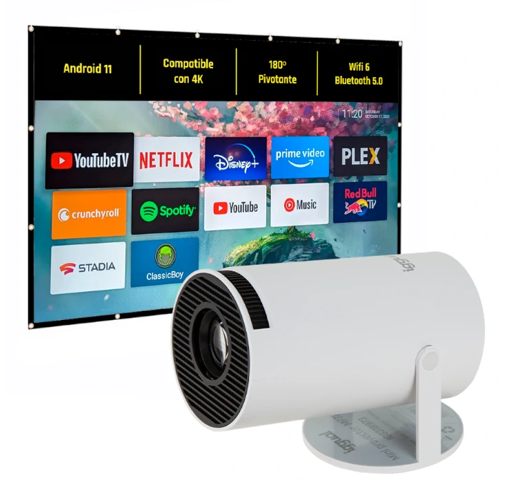 Pack mini proyector + pantalla 100" plegable