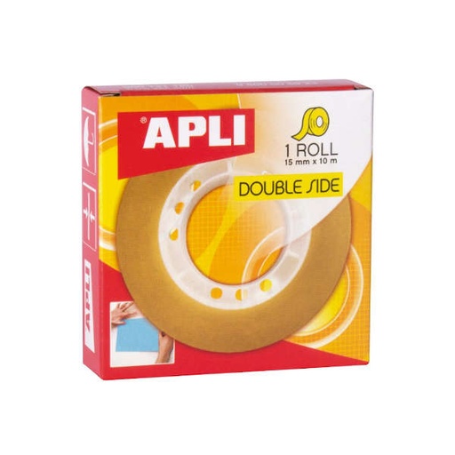 [ROLLO CINTA ADHESIVA DOBLE CARA 15mmx10m APLI Ref. 11505] Rollo Cinta Adhesiva Doble Cara APLI 15 mm x 10 m | Ref. 11505[11505] 