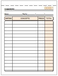 [TLDSV00253 - 090407] Talonario camarero A6 105 x 150 mm, 3 H [t-89 / 001410] 