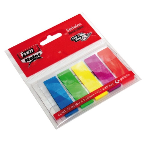 [MOGPL0023] Banderitas marcapáginas 43x13mm Fixo – 5 colores, pack 125 uds[65006180] 