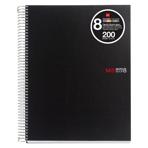 [MOMRI0151 - 060087] Cuaderno A4 Miquelrius Notebook‑8 – polipropileno, 200H, cuadrícula 5×5, negro[MR42006] 