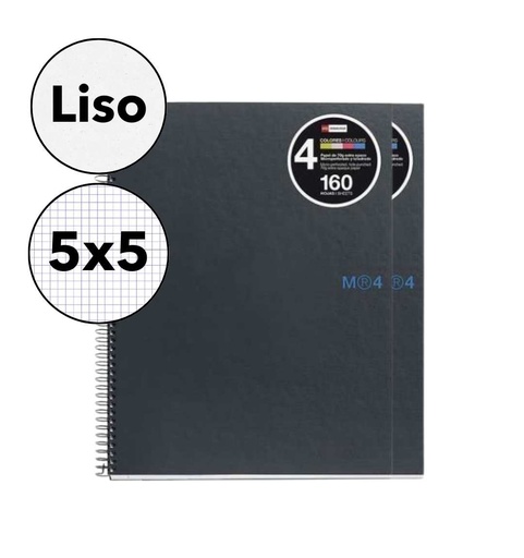 Cuaderno A4 Miquelrius Notebook‑4 – 160H, tapa dura, negro