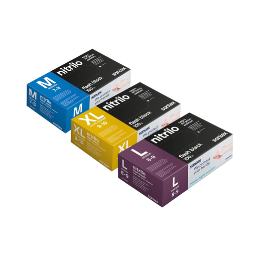 Caja 100 guantes nitrilo sin polvo 6 g color negro