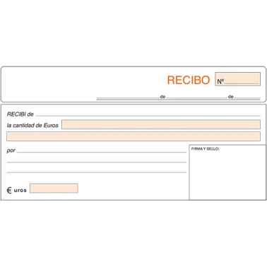[TLDQA0010 - 090398] Talonario recibos estándar Plus Office – 207×109 mm, 2 H (original y copia), 50 juegos[T60 / 001381] 