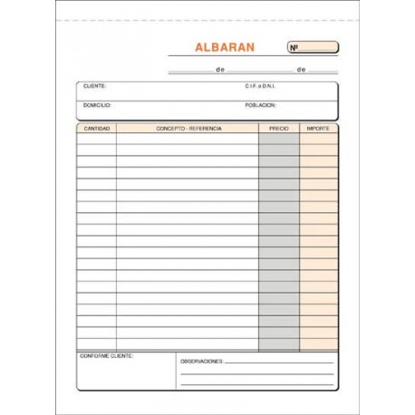 [TLDQA0020] Talonario de albaranes cuarto Plus Office Natural T‑120 –  duplicado, 50 H[001397] 