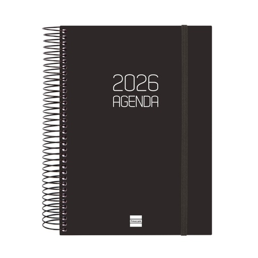 [DGCAB0086] Agenda 2026 espiral A5 Cuarto Opaque E10 - Negro