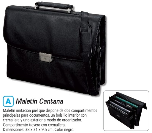 [ADT330768] Maletín Portadocumentos 38×31×9,5 cm – Simil Piel Negro | Alassio Cantana Ref. 92434[92434] 