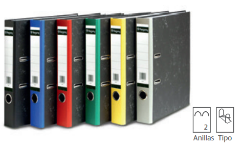 Archivador jaspeado bicolor A4 lomo estrecho 2 anillas 50 mm Pergamy