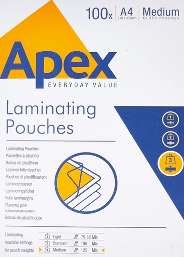 Fundas para plastificar Apex – 100 uds