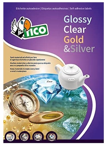 [ADT947886] Hojas de etiquetas de poliéster transparentes Tico – 210×297 mm, 100 uds[PC4-210297] 