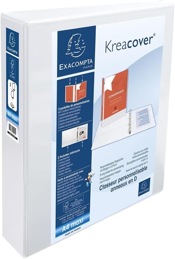 [ADTD0040] Carpeta Canguro A4 2 anillas 60 mm 3 bolsillos Exacompta — blanca — Ref. 51825E[51825E] 