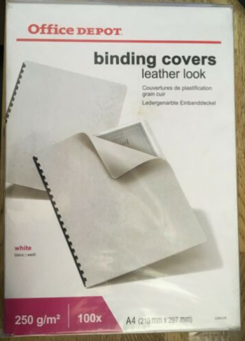 [ADTD0079] Tapas de encuadernación A4 OFD – aspecto de cuero, 250 g/m², blancas, pack 100 uds[3384338] 