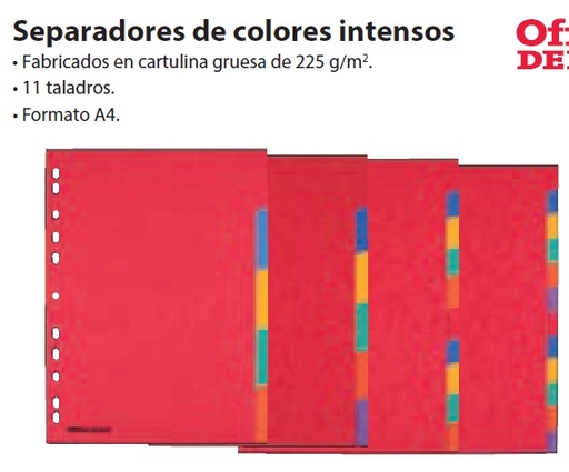 [ADTD5916384] Separadores de cartón A4 Ofd – 5 pestañas, 11 taladros, 225 g/m²[5916384] 