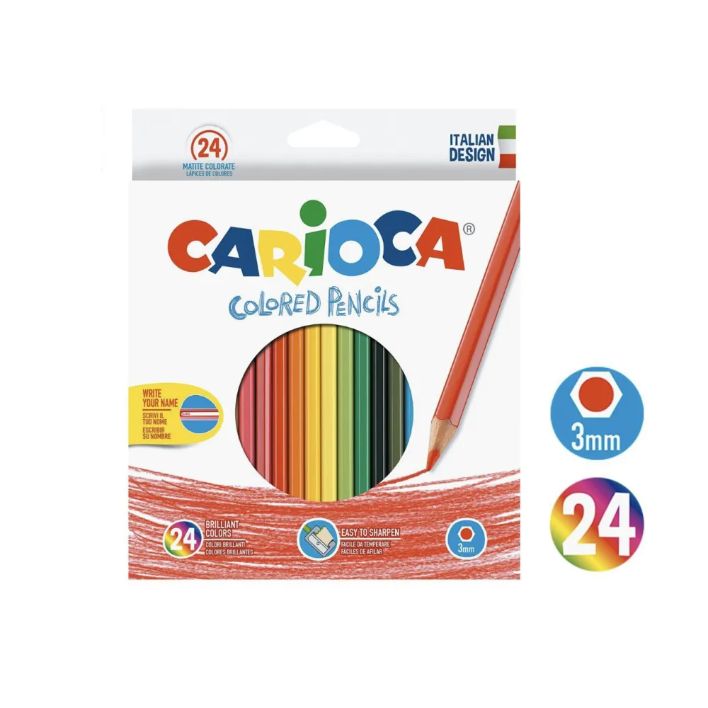 [MECAR00012 - 011667] Lápices de Colores Carioca – Formato Triangular (Mina 3,5mm) – Pack de 24[42516] 