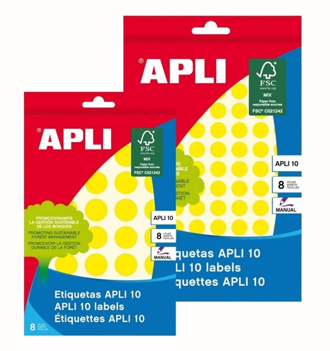 Sobres con Etiquetas Adhesivas Redondas Amarillo Apli