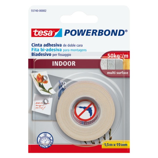 [MOTESA0026] Cinta adhesiva doble cara Tesa – blanca, 19 mm × 1,5 m[55740-00002-04] 