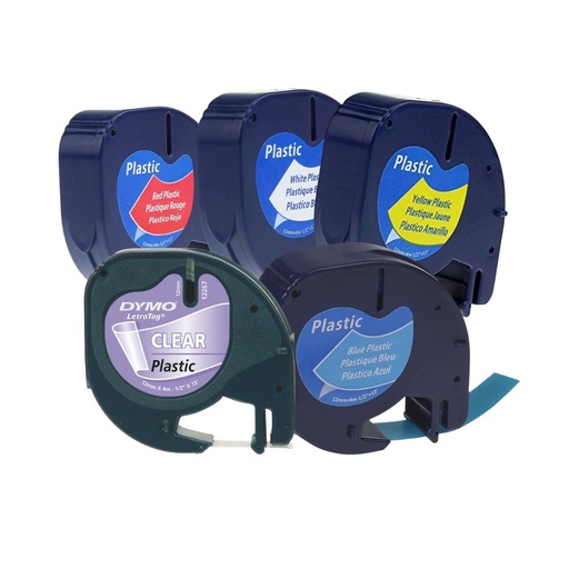 Cinta rotuladora plástica Dymo Letratag – 12 mm × 4 m