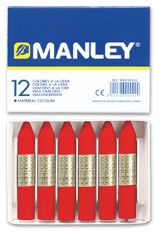 CAJA 12 CERAS BLANDAS MANLEY COLOR ROJO ESCARLATA Nº9 R.MNC004522-