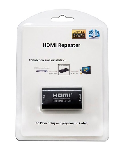[10.15.1201] Repetidor HDMI Nanocable V1.4 Tipo A a A Negro – Compatible con TV, monitores y proyectores