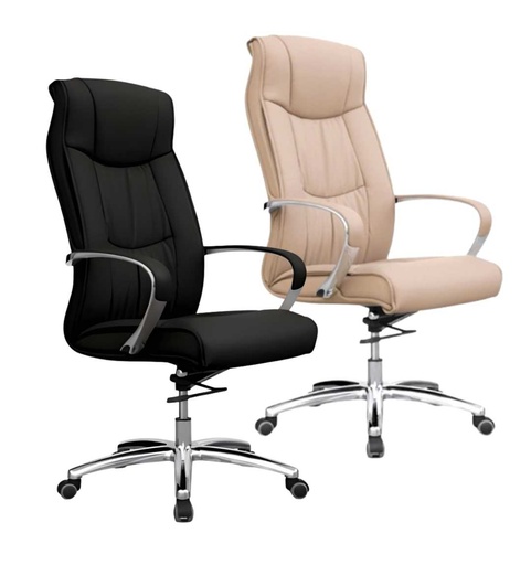 Sillón de dirección ROA – polipiel negro/beige, mecanismo basculante con ajuste de tensión, brazos fijos