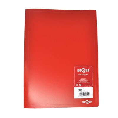 TARIFARIO CON 30 FUNDAS A4 DEQUA ROJO TRANSPARENTE Ref. 040383