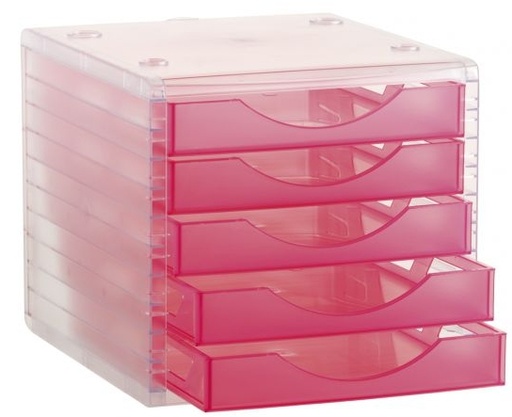 [ADTD6987528] Módulo de 5 cajones Archivo 2000 ArchivoTec 4005 TL – Fucsia translúcido, 27 x 34 x 26 cm[4005 FC TL] 