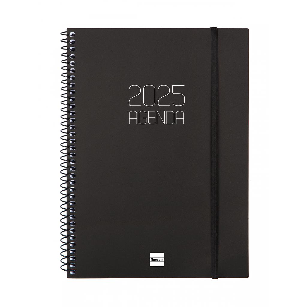 AGENDA CON ESPIRAL A5 CUARTO OPAQUE E10 D/PAG DIA PAGINA NEGRO Ref. 7429160xx