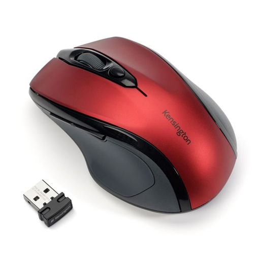 [AIKEN00101] Ratón inalámbrico Kensington Pro Fit – Rojo, ergonómico - USB[K72422WW] 