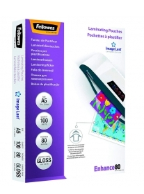CAJA 100 FUNDAS PLASTIFICAR A5 154X216mm 80micras FELLOWES Ref. 5306002