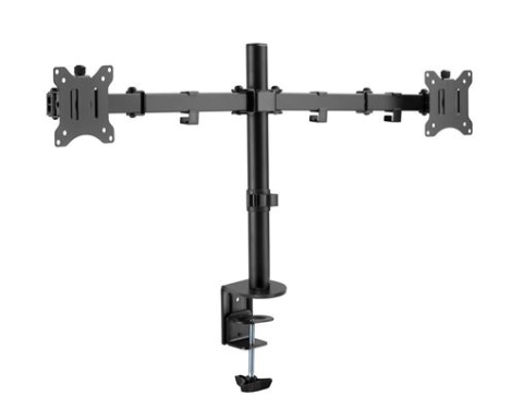 [AIVAR00261] Soporte de mesa cromado con brazos articulados para 2 monitores 13”-32” – Ajustable, resistente y ergonómico[CR1017] 