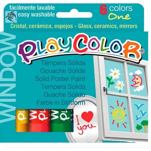 [MEDUN0059 - 012351] Témpera sólida Playcolor Windows – 6 uds[02001] 