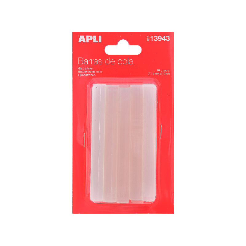 Pack de 10 BARRAS COLA TERMOFUSIBLE 11mm x 10cm APLI Ref. 13943
