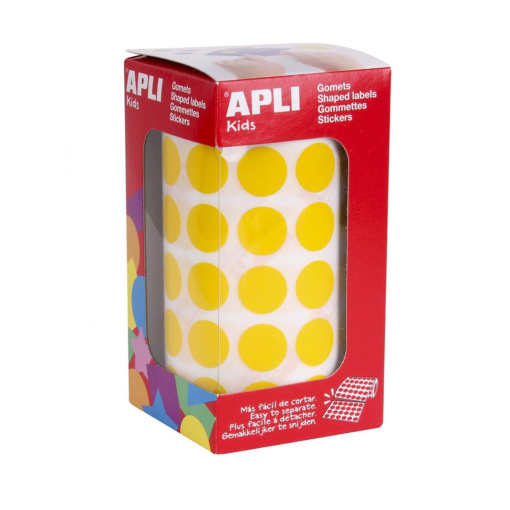 ROLLO 2832 GOMETS CIRCULOS AMARILLO 15mm  APLI Ref. 04855